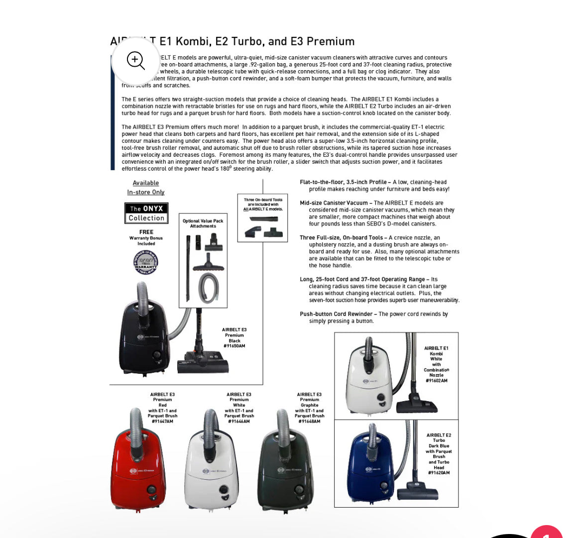 SEBO Airbelt E3 Premium Canister Vacuum Secondary image