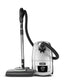 A Kirby Signature Series C550 canister vacuum cleaner in platinum, shown with its Power Nozzle and flexible hose against a plain white background.